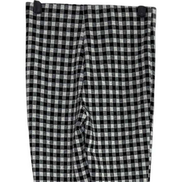 Zara Checkered Front Zip Up Mid Waist Skinny Stretch Ankle Pants S Black White - Picture 7 of 16